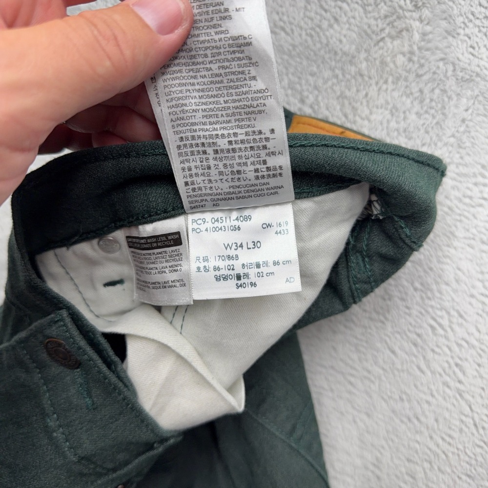 Levi's Pants Mens 34x30 Green 511 Slim Fit Forest Green Stretch Cotton Trousers - Picture 8 of 9